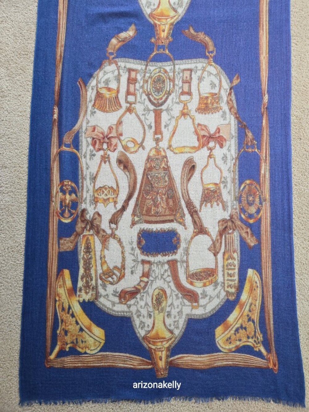 NWOT Cashmere Cinta Scarf Equestrian Design - Picture 2 of 12